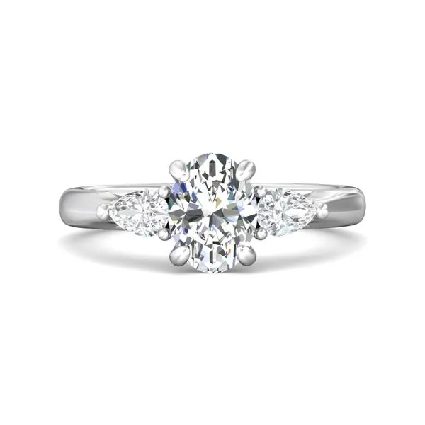 14kt White Gold Three Stone Diamond Engagement Ring With ...