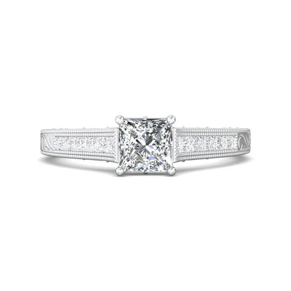 14kt White Gold Princess Cut Enagement Ring with Channel ...