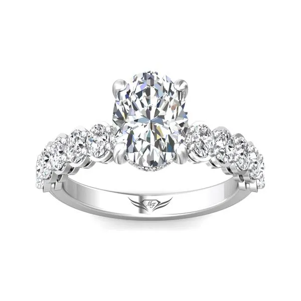 14kt White Gold Oval Hidden Halo Diamond Engagement Ring ...