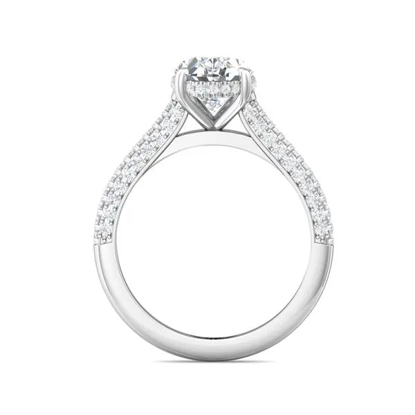 14kt White Gold Oval Hidden Halo Pave Diamond Engagement ...