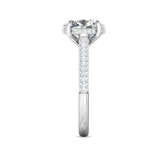 14kt White Gold Oval Hidden Halo Pave Diamond Engagement ...
