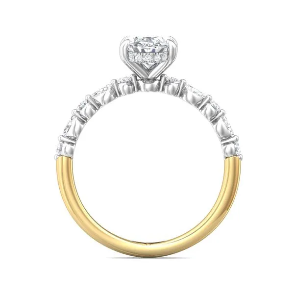 14kt Two Tone Gold Oval Hidden Halo Diamond Engagment Rin...