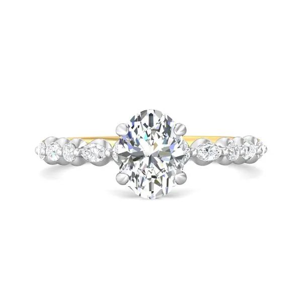 14kt Two Tone Gold Oval Hidden Halo Diamond Engagment Rin...
