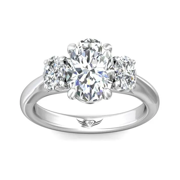 14kt White Gold Three Stone Oval Diamond Engagement Ring ...