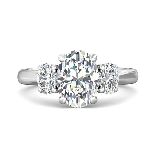14kt White Gold Three Stone Oval Diamond Engagement Ring ...
