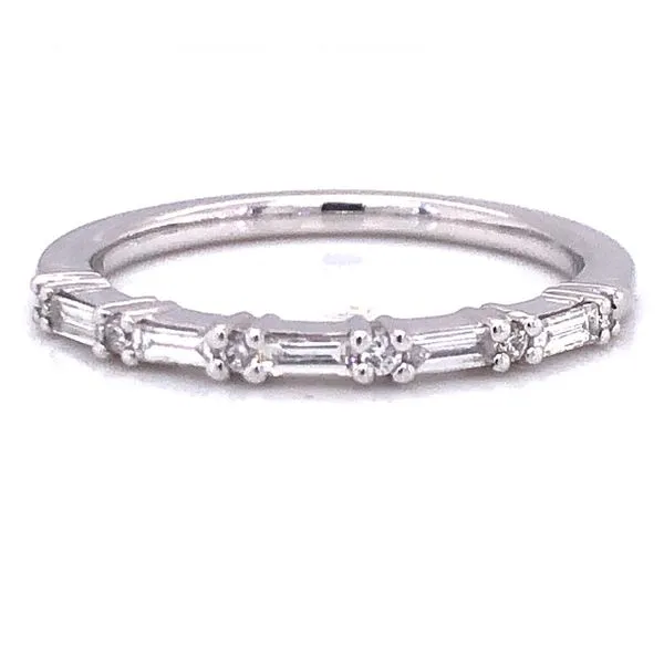 14kt White Gold .25cttw Baguette and Round Cut Diamond Band Becky Beauchine Kulka Diamonds and Fine Jewelry Okemos, MI