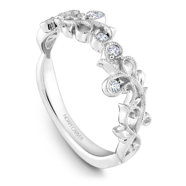 Noam Carver Diamond Stacking Band with Leaf Detail Becky Beauchine Kulka Diamonds and Fine Jewelry Okemos, MI