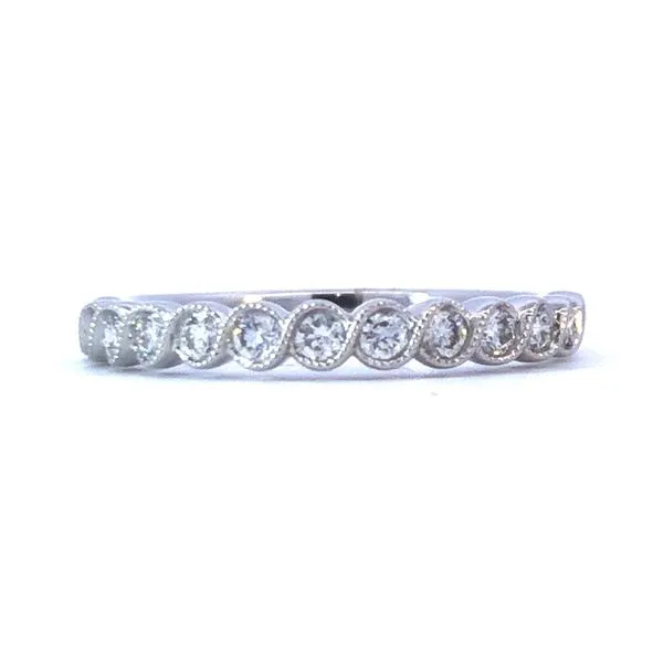 14kt White Gold Diamod Stacking Band With Milgrain Detail
