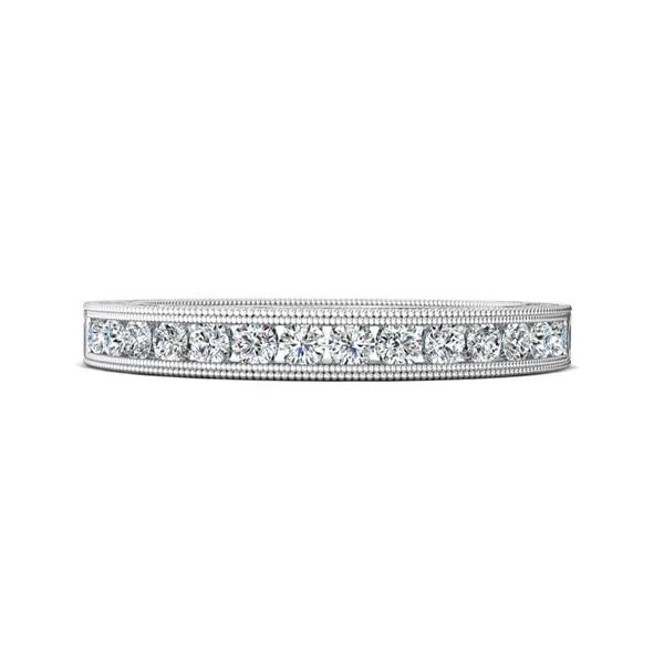 14kt White Gold Engraved Channel Set Diamond Wedding Band By Martin Flyer similar item image