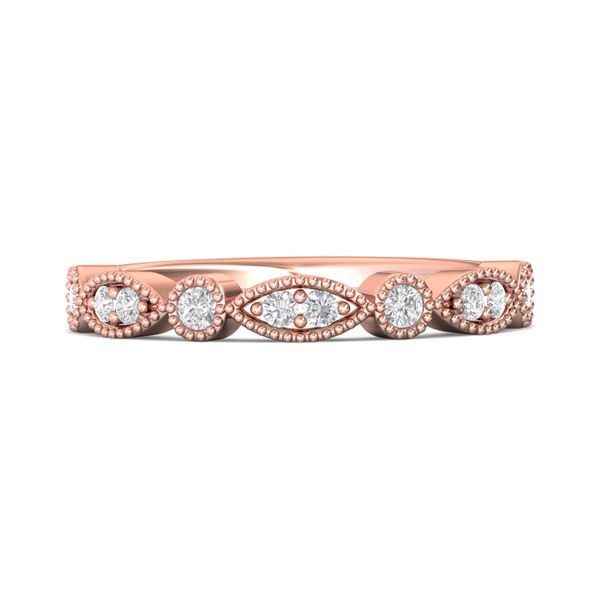 14kt Rose Gold Vintage Style Miligrain Diamond Wedding Band By Martin Flyer Becky Beauchine Kulka Diamonds and Fine Jewelry Okemos, MI