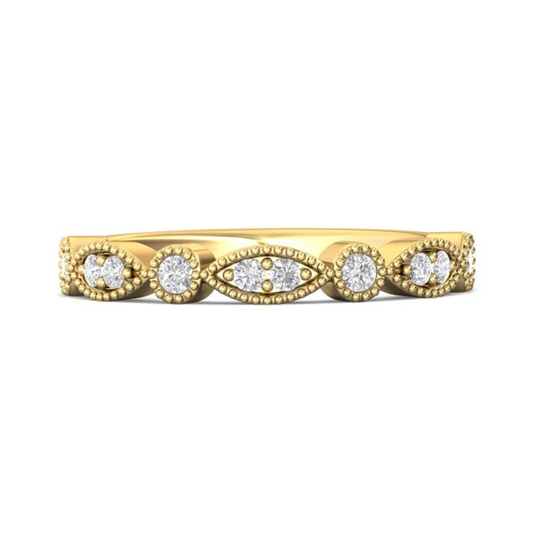 14kt Yellow Gold Vintage Style Miligrain Diamond Wedding Band By Martin Flyer Becky Beauchine Kulka Diamonds and Fine Jewelry Okemos, MI