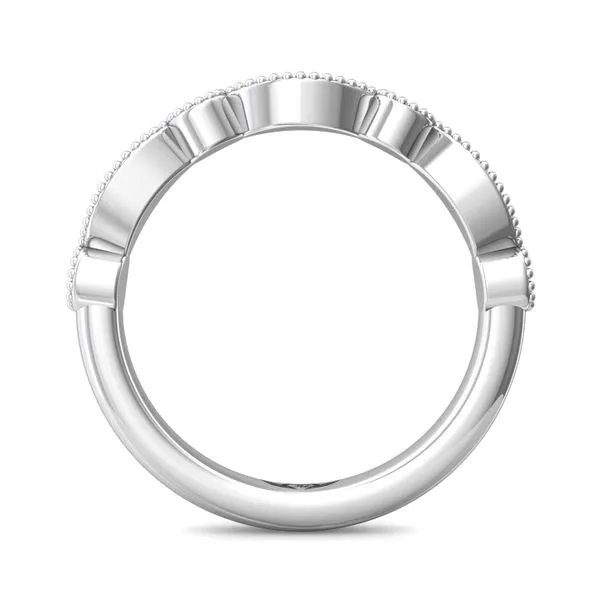 14kt White Gold Vintage Style Milgrain Diamond Wedding Ba...