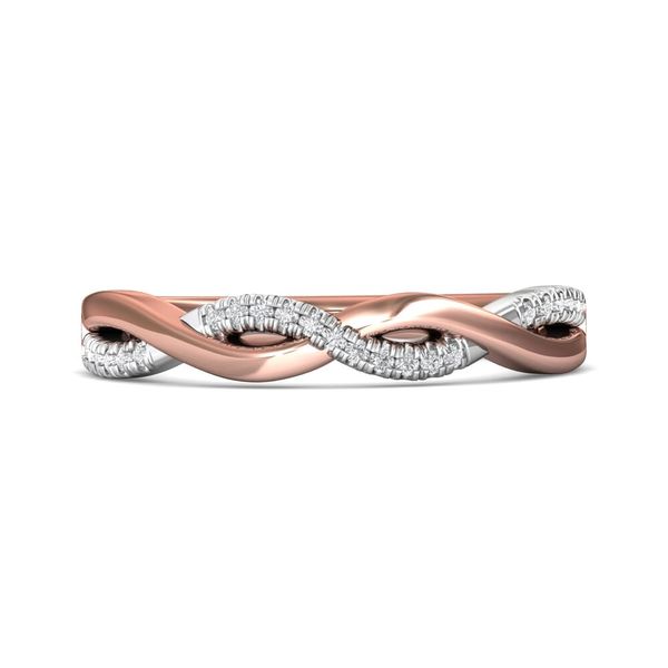 14kt Two Tone White and Rose Gold Twist Diamond Wedding Band By Martin Flyer Becky Beauchine Kulka Diamonds and Fine Jewelry Okemos, MI