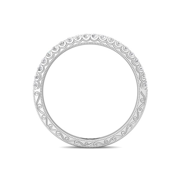 14kt White Gold Engraved Diamond Wedding Band By Martin Flyer Image 2 Becky Beauchine Kulka Diamonds and Fine Jewelry Okemos, MI