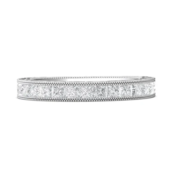 14kt White Gold Engraved Channel Set Princess Cut  Diamond WeddIng Band Becky Beauchine Kulka Diamonds and Fine Jewelry Okemos, MI