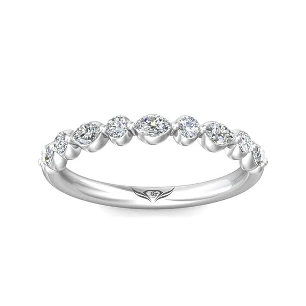 14kt White Gold Alternating Marquis and Round Diamond Single Prong Stacking Badn by Martin Flyer Image 3 Becky Beauchine Kulka Diamonds and Fine Jewelry Okemos, MI
