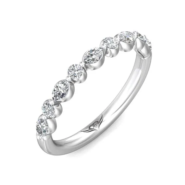 14kt White Gold Alternating Marquis and Round Diamond Single Prong Stacking Badn by Martin Flyer Image 5 Becky Beauchine Kulka Diamonds and Fine Jewelry Okemos, MI