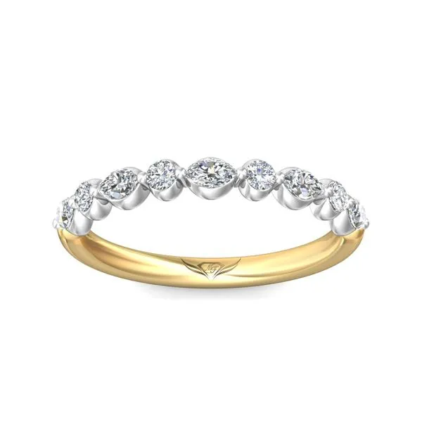 14kt Two-tone Gold Marquise and Round Diamond Wedding Band by Martin Flyer Image 3 Becky Beauchine Kulka Diamonds and Fine Jewelry Okemos, MI