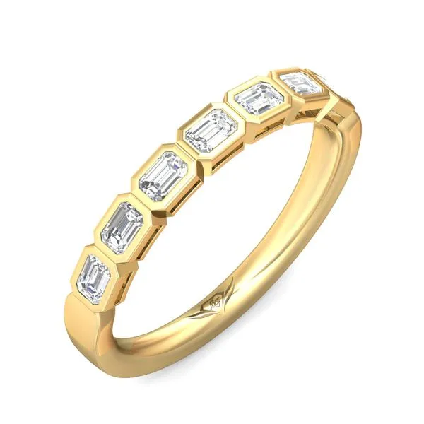 14kt Yellow Gold Bezel Set Emerald Cut Diamond Stacking Band by Martin Flyer Becky Beauchine Kulka Diamonds and Fine Jewelry Okemos, MI