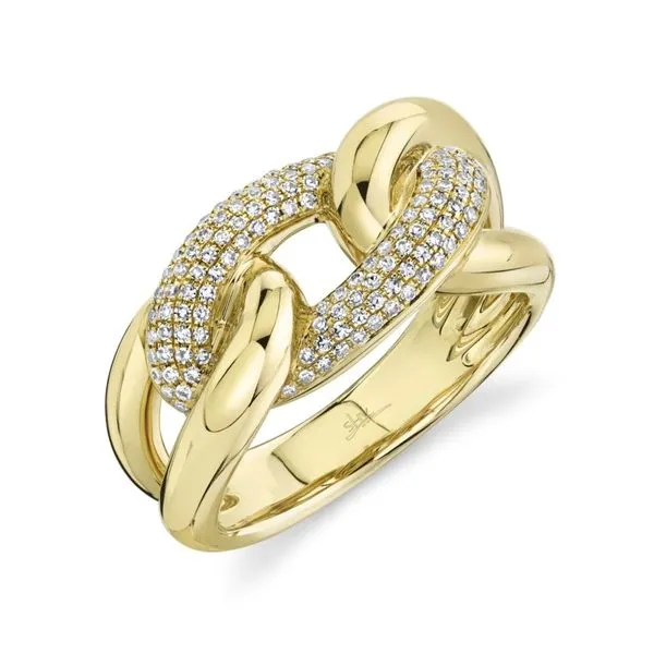 14kt Yellow Gold Pave Link Diamond Ring Becky Beauchine Kulka Diamonds and Fine Jewelry Okemos, MI