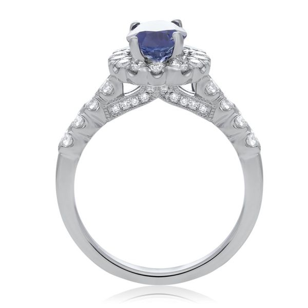 14kt White Gold Oval Sapphire with .67cttw Diamond Halo Ring Image 3 Becky Beauchine Kulka Diamonds and Fine Jewelry Okemos, MI