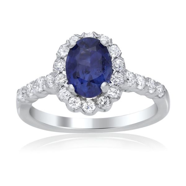 14kt White Gold Oval Sapphire with .67cttw Diamond Halo Ring Becky Beauchine Kulka Diamonds and Fine Jewelry Okemos, MI