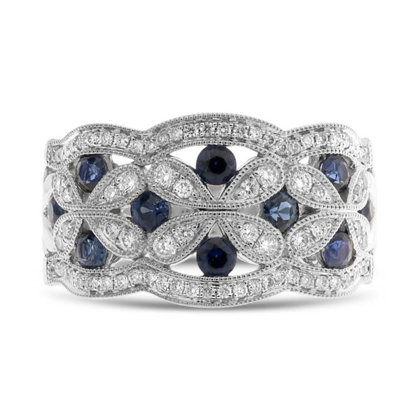 14kt white Gold .67cttw Sapphire and .41cttw Diamond Band Becky Beauchine Kulka Diamonds and Fine Jewelry Okemos, MI