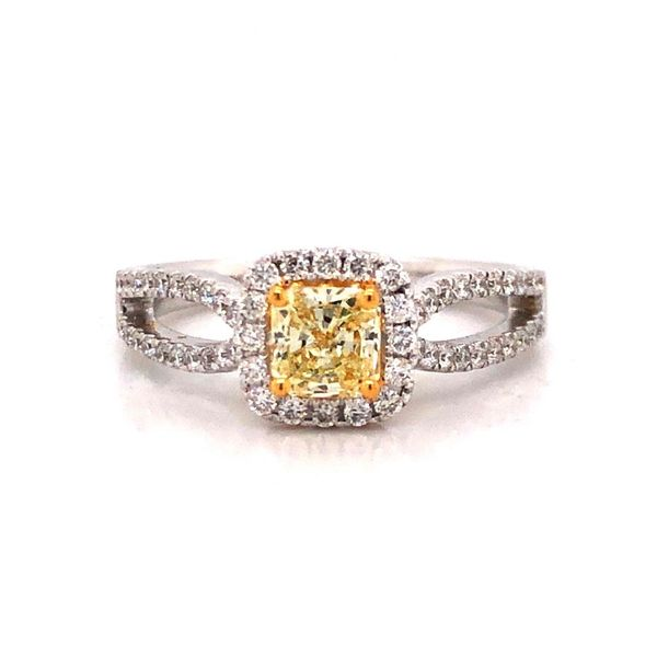 .52cttw Yellow Diamond with Diamond Halo Accent Ring Becky Beauchine Kulka Diamonds and Fine Jewelry Okemos, MI