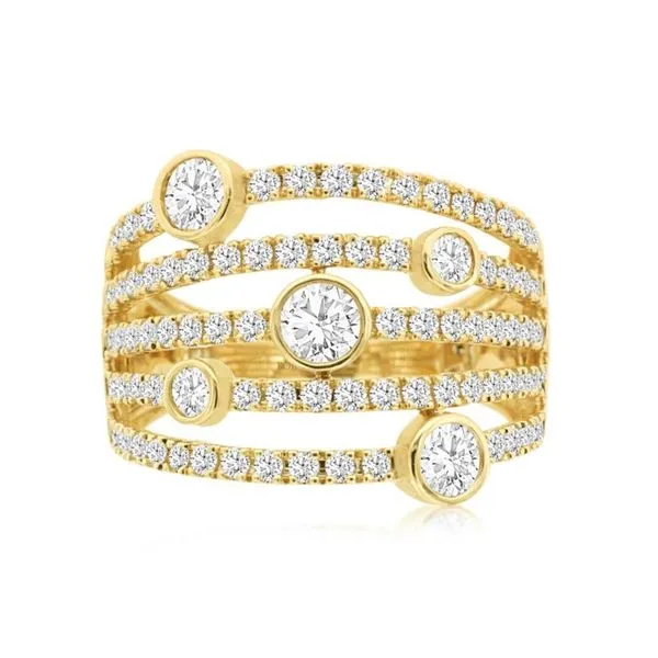 14kt Yellow Gold 5 Row Diamond Band with Bezel Stations Becky Beauchine Kulka Diamonds and Fine Jewelry Okemos, MI