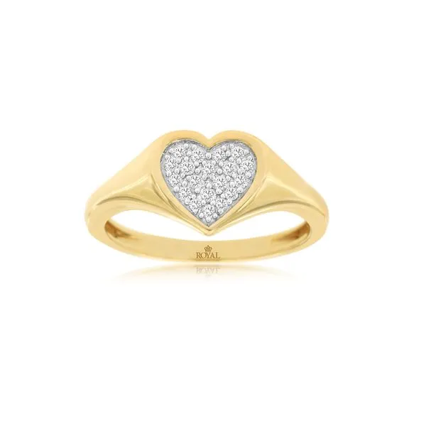 14kt Yellow  Pave Diamond Heart Ring
