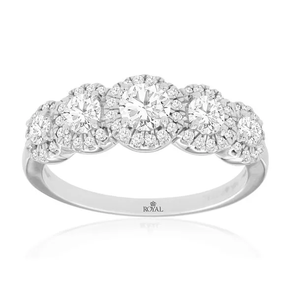14kt White Gold Five Stone Dimaond Halo Band Becky Beauchine Kulka Diamonds and Fine Jewelry Okemos, MI