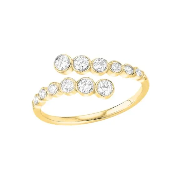 14kt Yellow Gold Bezel Diamond Cuff Ring