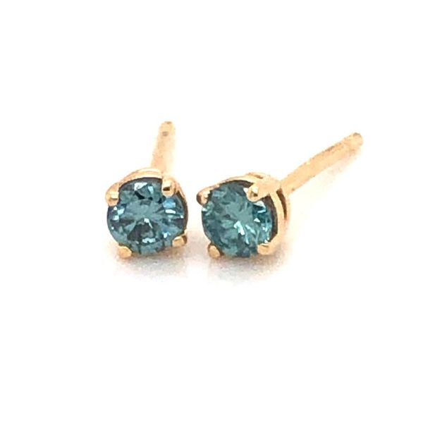 14kt Yellow Gold Irradiated Blue Diamond Stud Earrings Becky Beauchine Kulka Diamonds and Fine Jewelry Okemos, MI