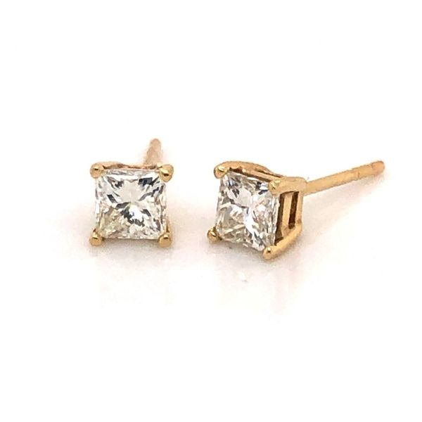 14kt Yellow Gold .74cttw Princess Cut Diamond Stud Earrings Becky Beauchine Kulka Diamonds and Fine Jewelry Okemos, MI