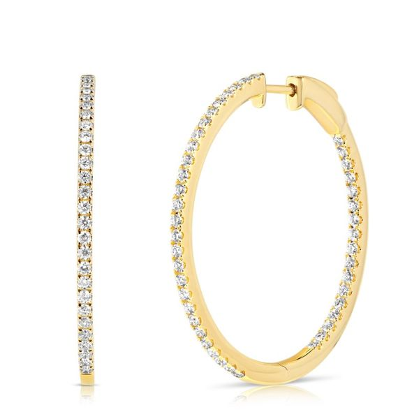 14kt Yellow Gold 1.51cttw Inside-Outside Diamond Hoop Earrings Becky Beauchine Kulka Diamonds and Fine Jewelry Okemos, MI