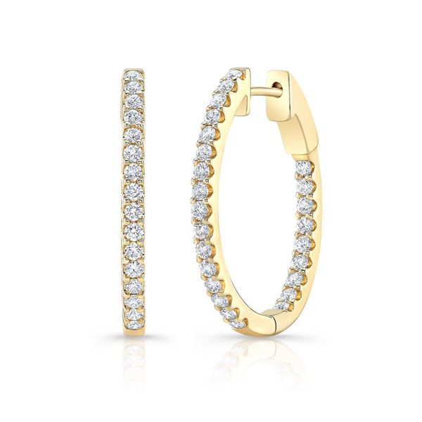14kt Yellow Gold .99cttw Oval Hoop Diamond Earrings Becky Beauchine Kulka Diamonds and Fine Jewelry Okemos, MI