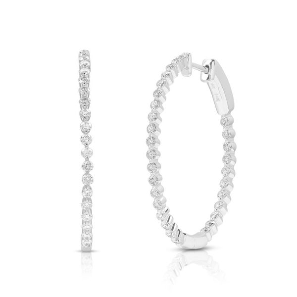 14kt White Gold 1.50cttw Oval Hoop Diamond Earrings Becky Beauchine Kulka Diamonds and Fine Jewelry Okemos, MI