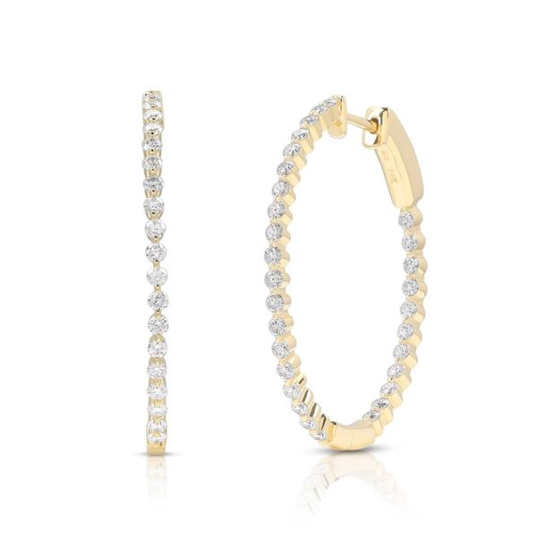 14kt Yellow Gold 1.50cttw Oval Hoop Diamond Earrings Becky Beauchine Kulka Diamonds and Fine Jewelry Okemos, MI