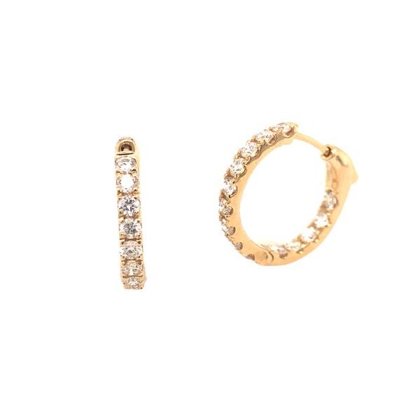 14kt Yellow Gold Inside-Outside 1.00cttw Diamond Hoop Earrings Becky Beauchine Kulka Diamonds and Fine Jewelry Okemos, MI