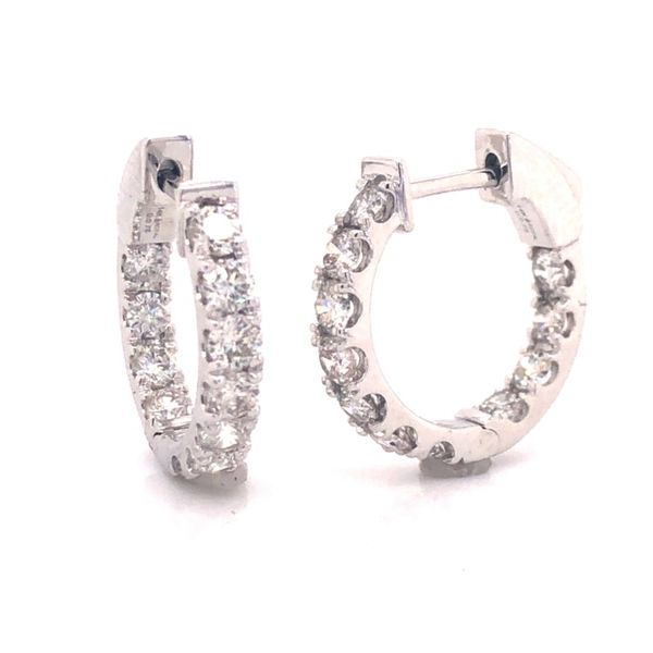 14k White Gold 1.50cttw Inside-Out Diamond Hoop Earrings Becky Beauchine Kulka Diamonds and Fine Jewelry Okemos, MI