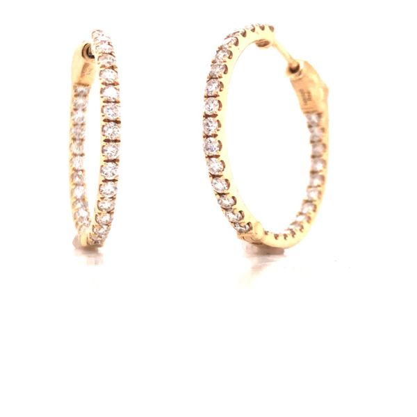 14kt Yellow Gold Inside-Outside 1.00cttw Diamond Hoop Earrings Becky Beauchine Kulka Diamonds and Fine Jewelry Okemos, MI