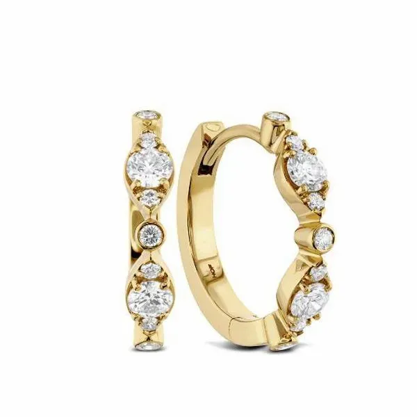 Hearts on Fire Bezel Regal Huggie Earrings in Yellow Gold Becky Beauchine Kulka Diamonds and Fine Jewelry Okemos, MI