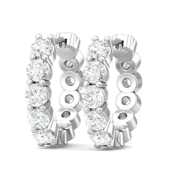14kt White Gold 5 Stone Huggie Hoops by Martin Flyer similar item image