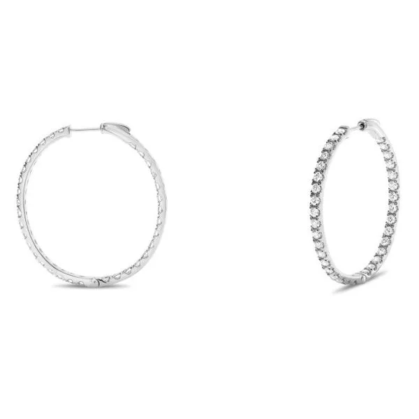 14kt White Gold Inside-Outside 3.00cttw Diamond Hoop Earr...