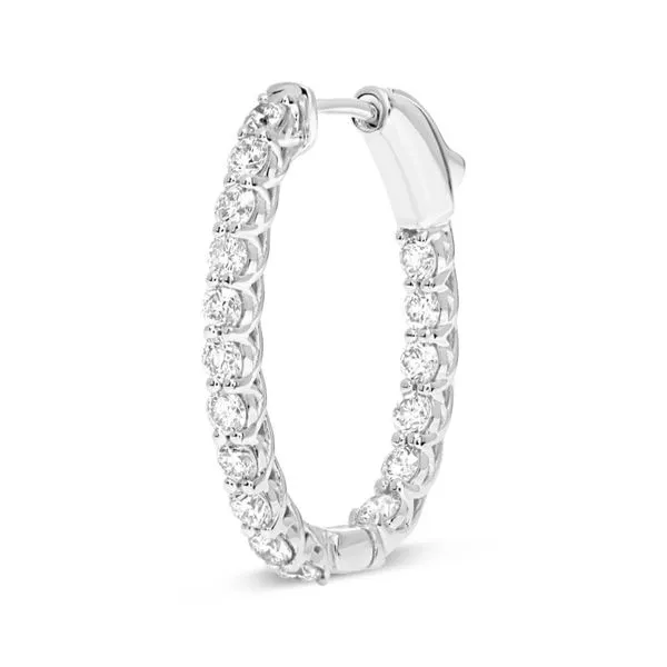 14kt White Gold 1 Inch Inside/ Outside Diamnd Hoop Earrings