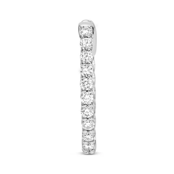 14kt White Gold 1 Inch Inside/ Outside Diamnd Hoop Earrings