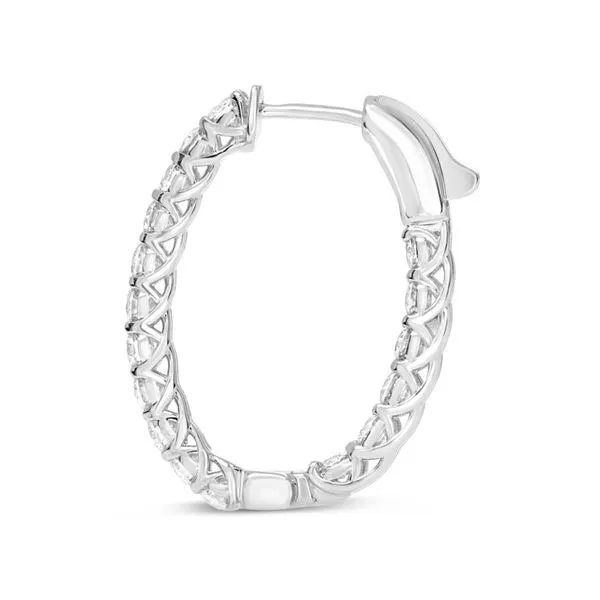 14kt White Gold 1 Inch Inside/ Outside Diamnd Hoop Earrings