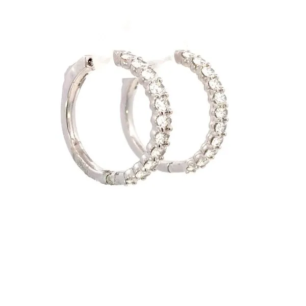 14kt White Gold Hoop Earrings with Oval Cut Diamonds