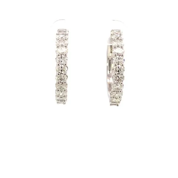14kt White Gold Hoop Earrings with Oval Cut Diamonds