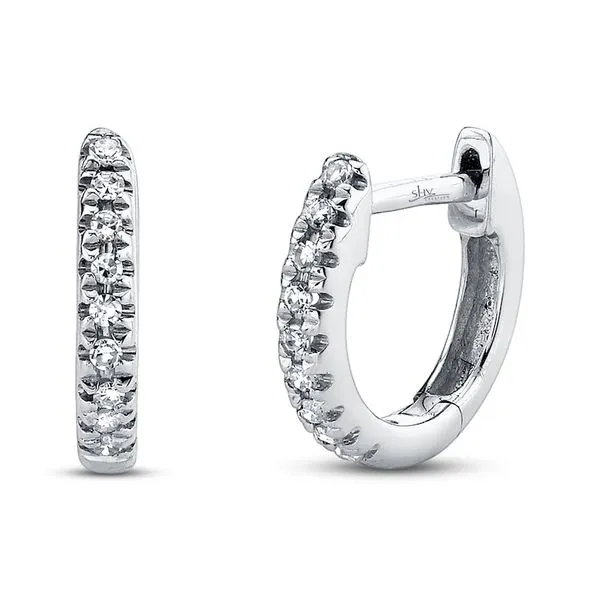 14kt White Gold Diamon Huggie Hoop Earrings Becky Beauchine Kulka Diamonds and Fine Jewelry Okemos, MI